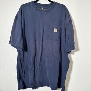 Carhartt Men's Workwear Short Sleeve T-Shirt - Navy, 2XL Good Fade